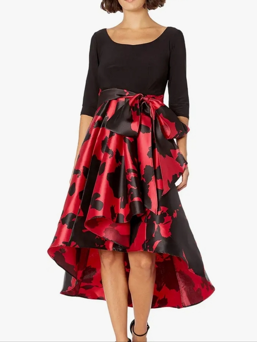 R&M Richards Print Poly Duchess Twill Hi/Lo Dress Size 12